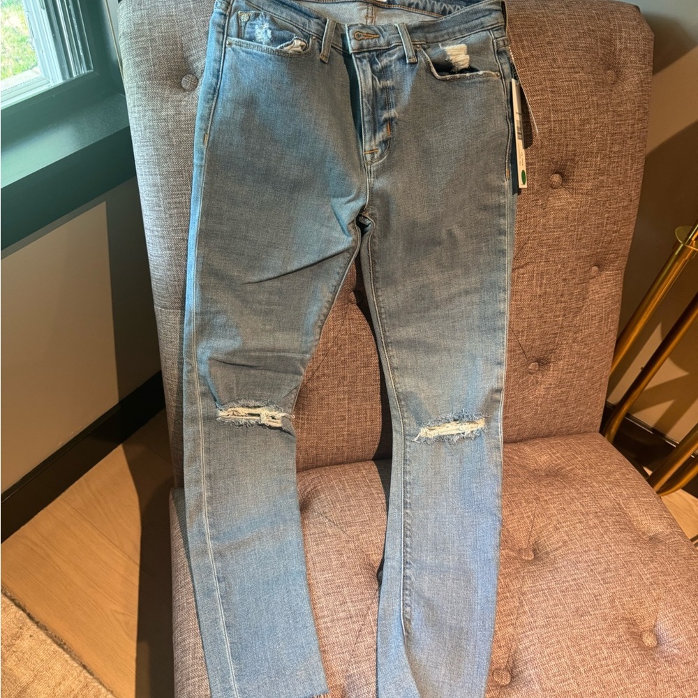 Hudson Jeans Blue Ankle Cropped Distressed